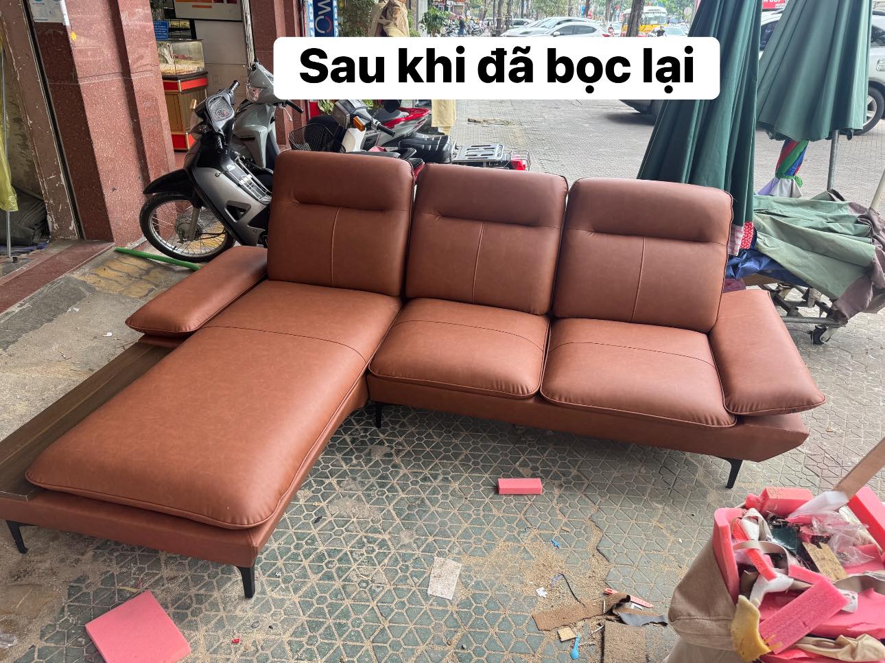 Bọc lại ghế sofa chữ L hiện đại