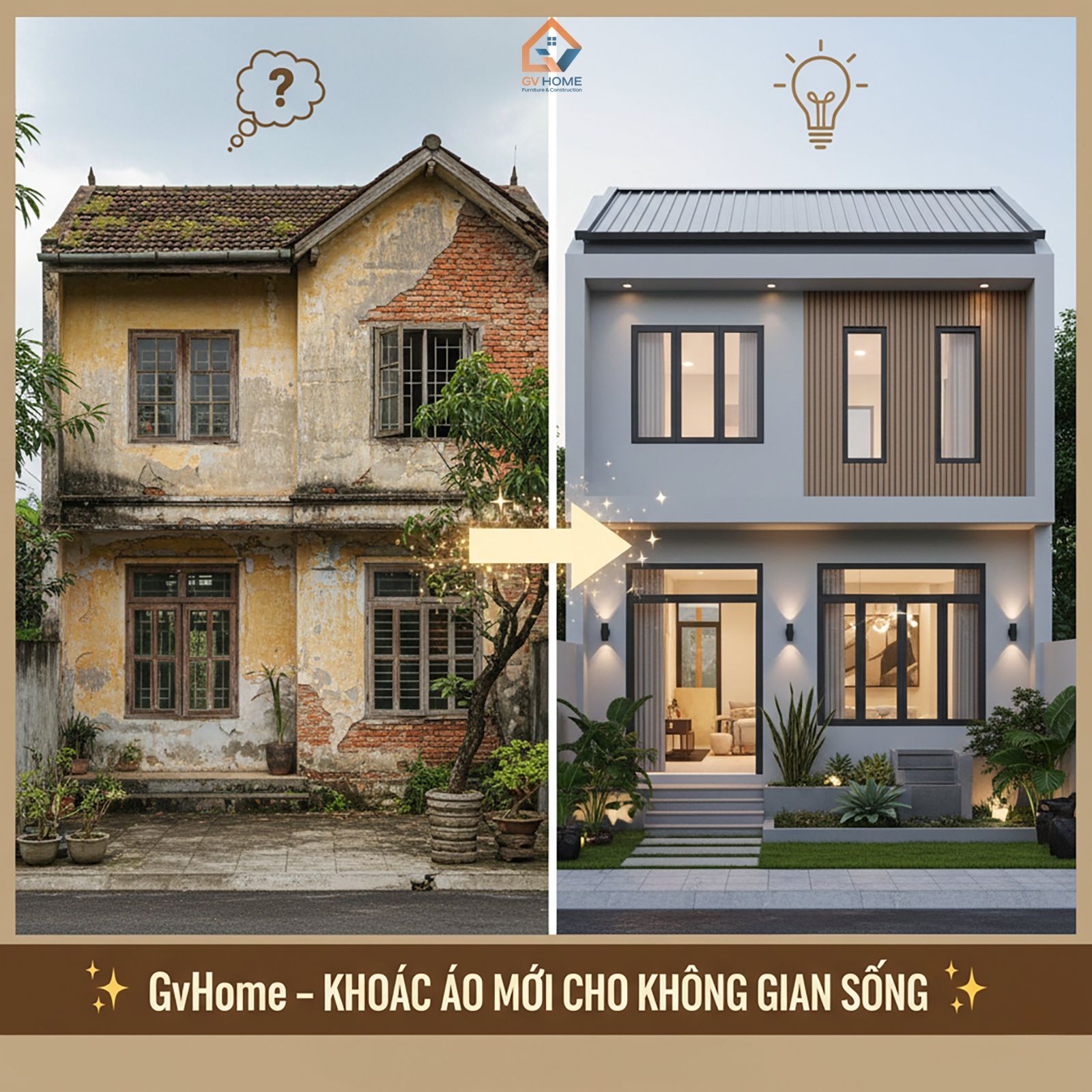 Cải tạo nhà hai tầng