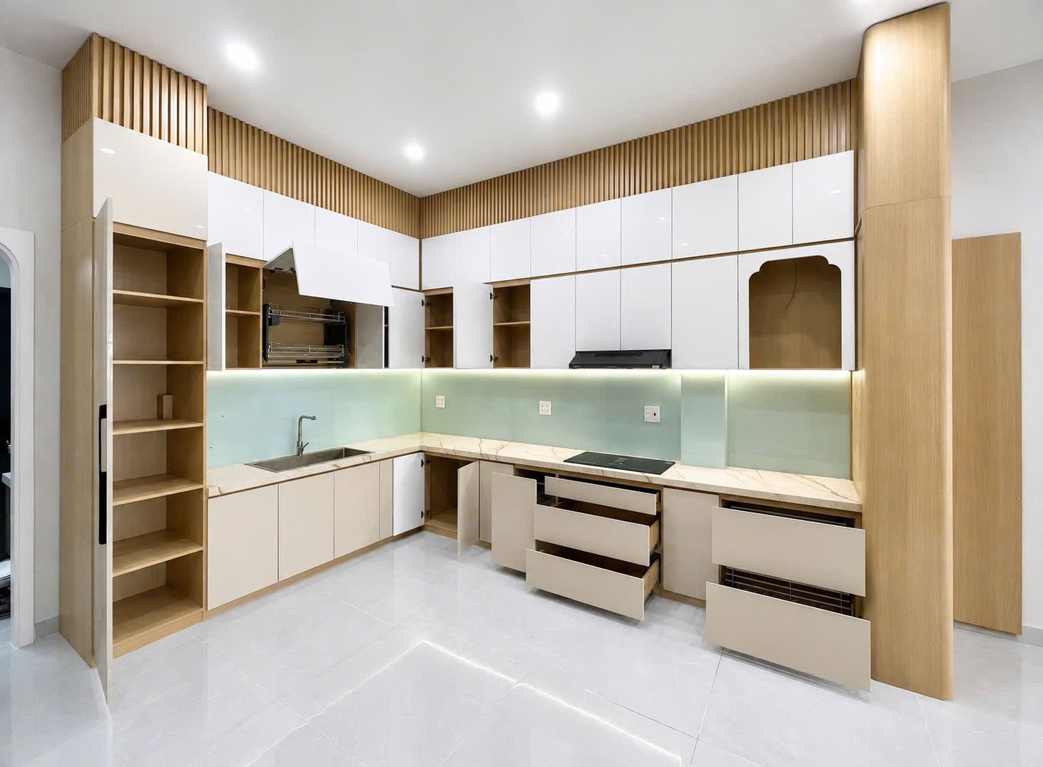 Tủ bếp chữ L hiện đại