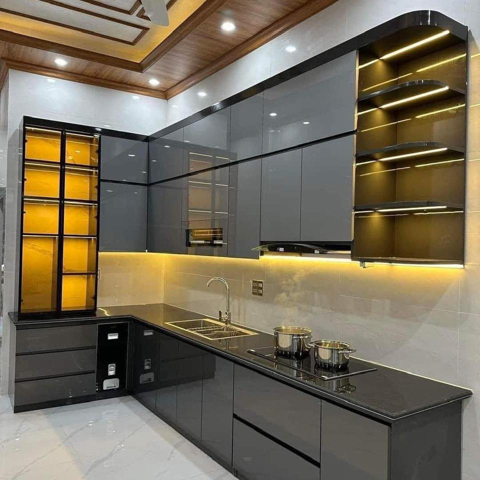 Tủ bếp chữ L hiện đại 