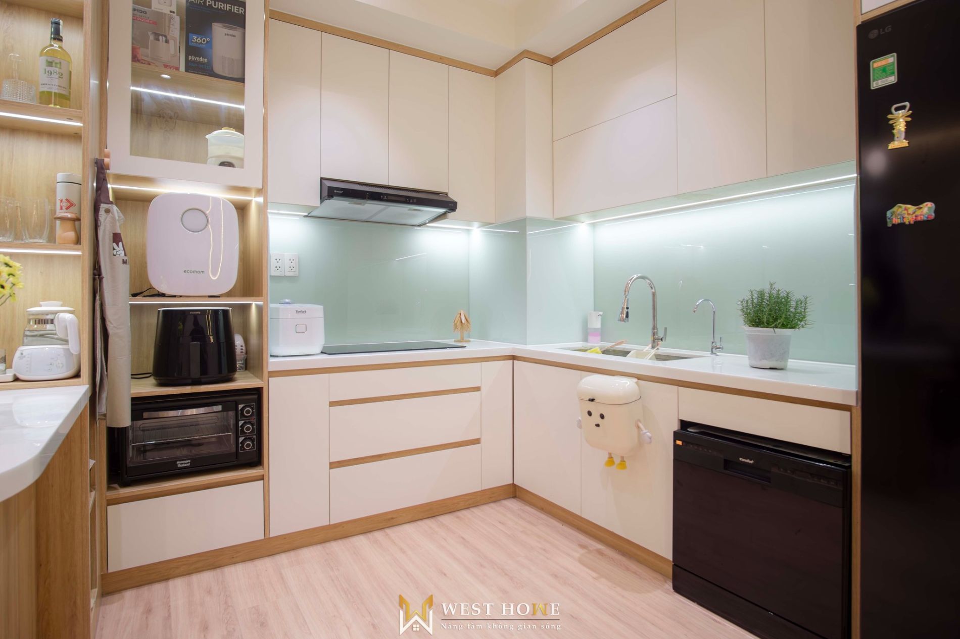 Tủ bếp chữ L hiện đại 