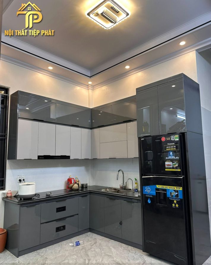 Tủ bếp chữ L hiện đại 
