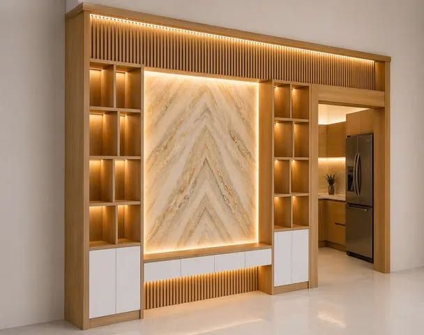 Vách ngăn kiêm tủ trang trí 