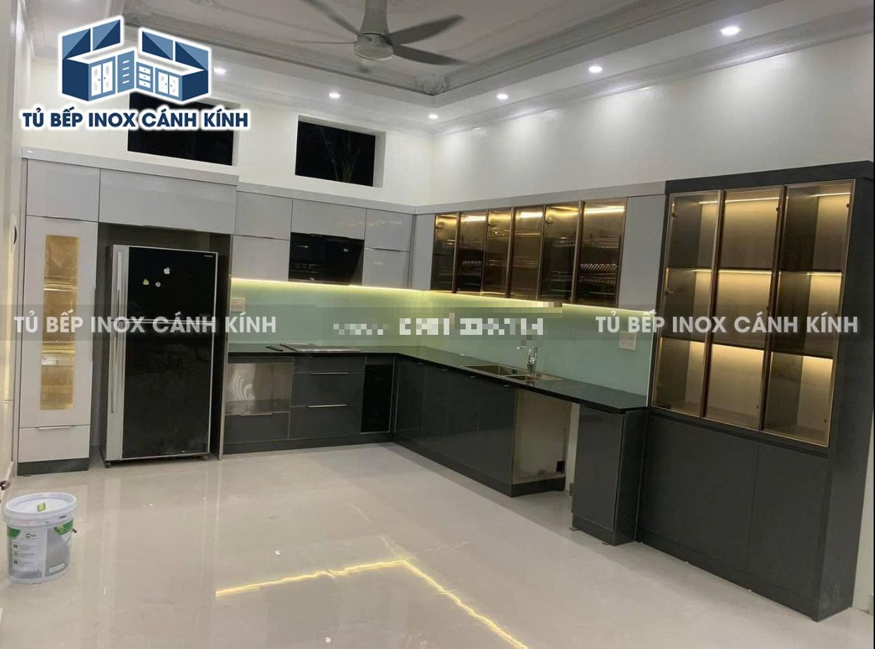 Tủ bếp chữ L hiện đại 