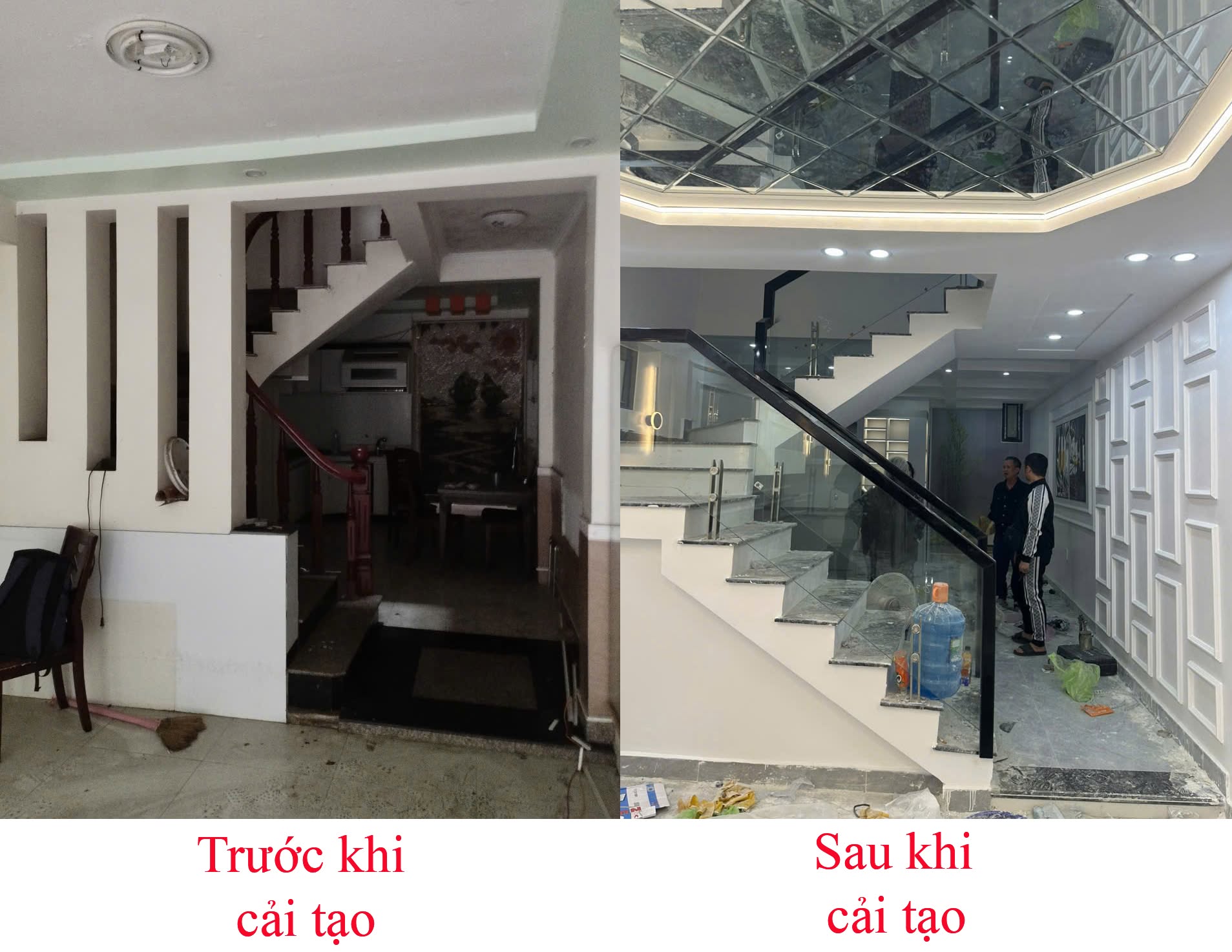 Cải tạo lại khu vực phòng khách cầu thang 