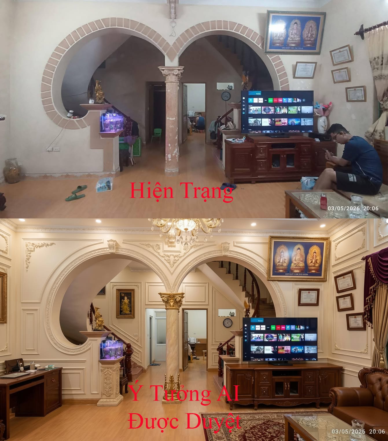 Thi công cải tạo lại phòng khách 