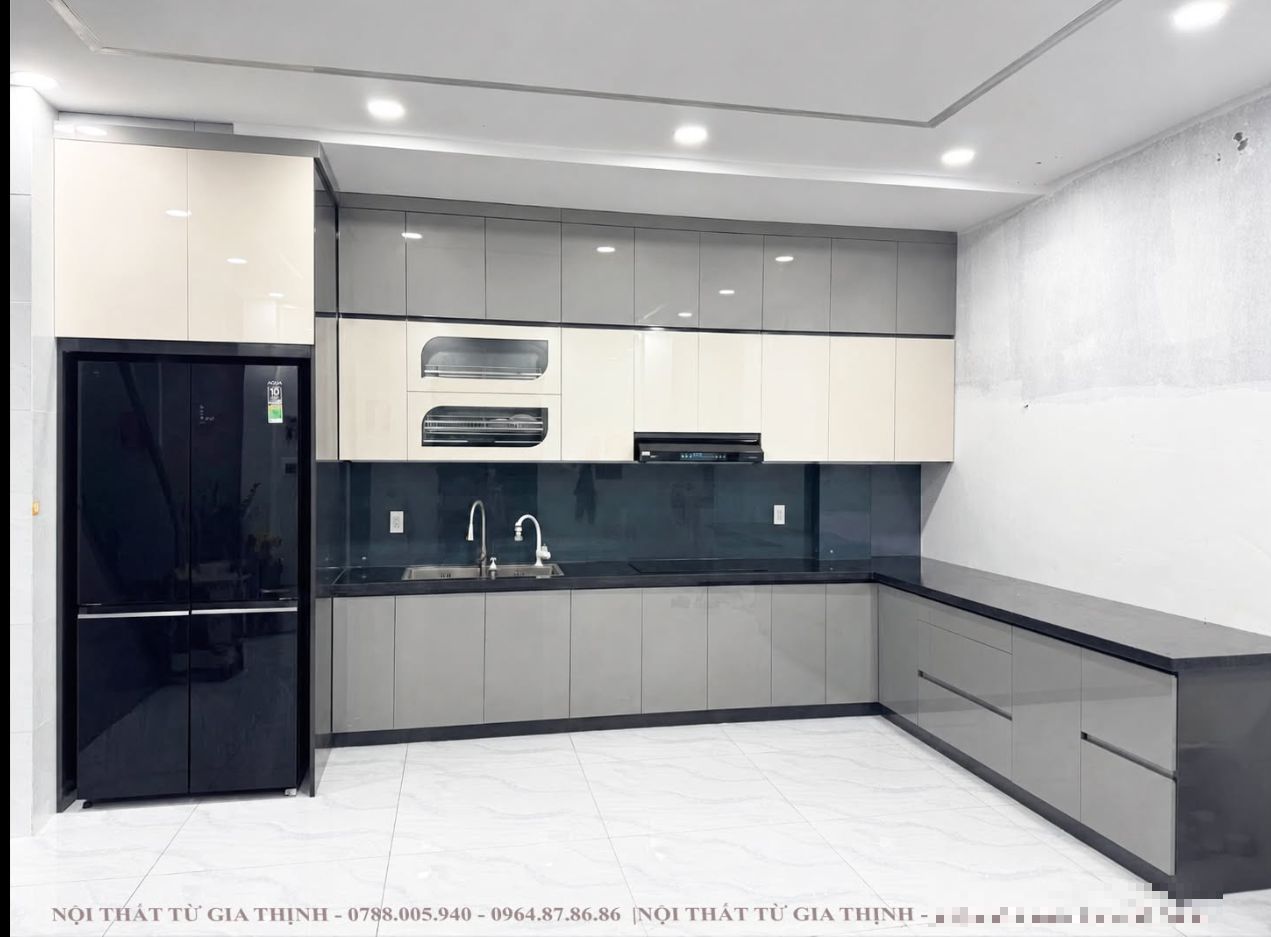 Tủ bếp chữ L hiện đại 