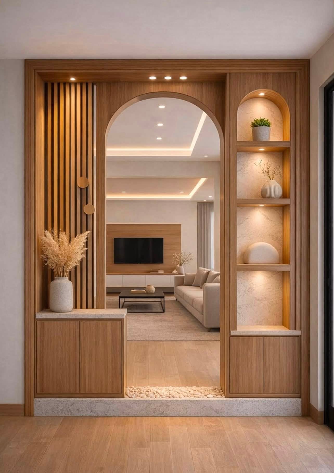 Cổng Vòm Chuyển Tiếp Không Gian  Kệ Tủ Trang Trí