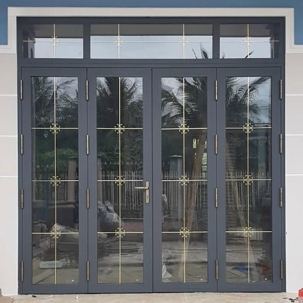 Cửa chính nhôm kính 4 cánh hoa đồng