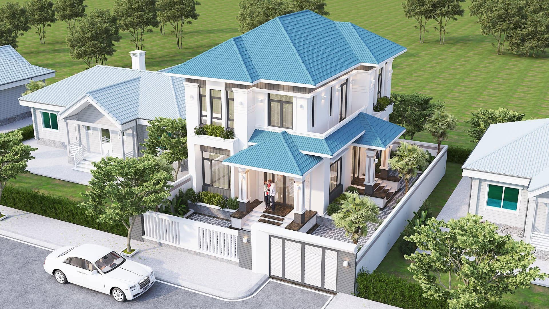 Biệt thự Mái Nhật Xanh Nổi Bật