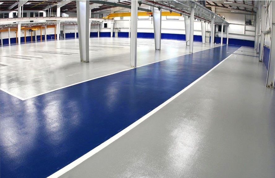 Sơn sàn Epoxy Phân khu chức năng kho vận nhà máy