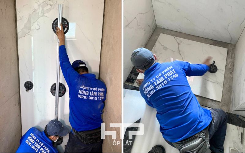 Thi công ốp lát gạch khổ lớn biệt thự