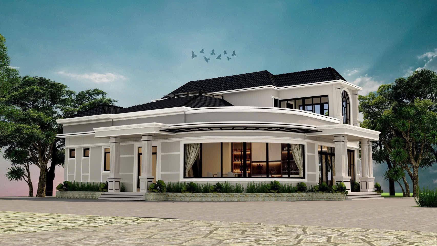Thi công biệt thự mái Thái vòm kính