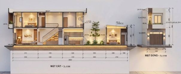 Bản Vẽ Mặt Cắt Kiến Trúc Nhà Phố