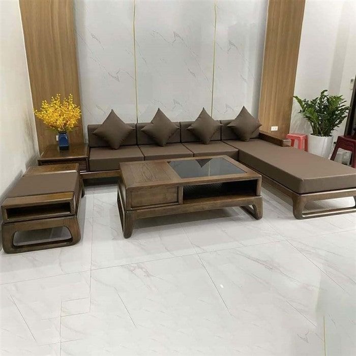 Sofa chữ L gỗ sồi