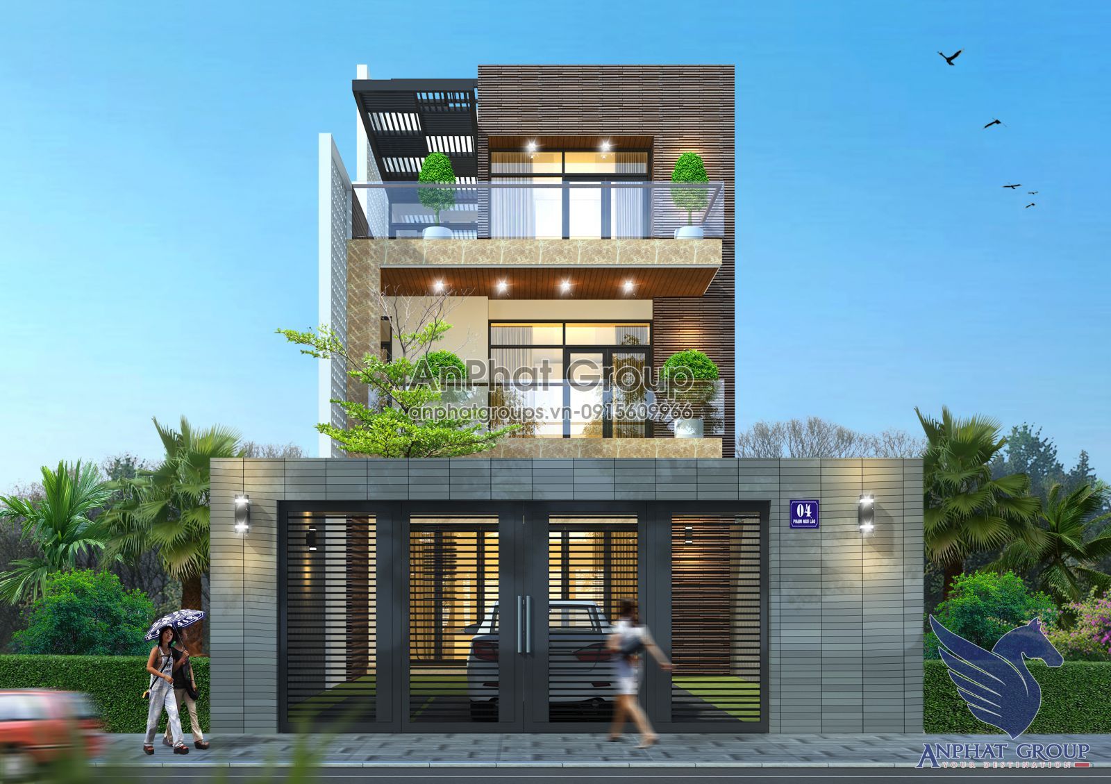 Thiết kế  nhà phố 3 tầng