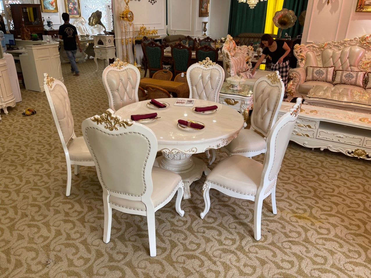 BỘ BÀN ĂN TRÒN PHONG CÁCH TÂN CỔ ĐIỂN