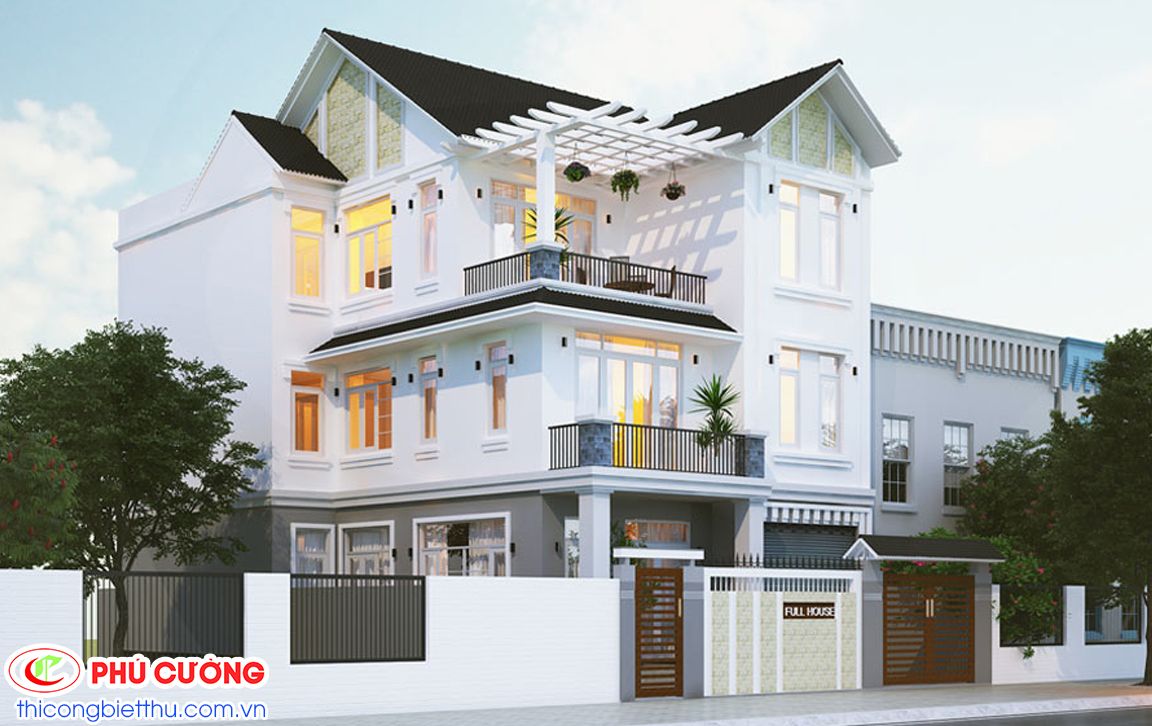 THI CÔNG BIỆT THỰ 3 TẦNG MÁI THÁI