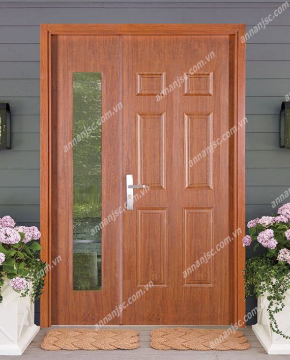 Cửa vân gỗ 2 cánh lệch