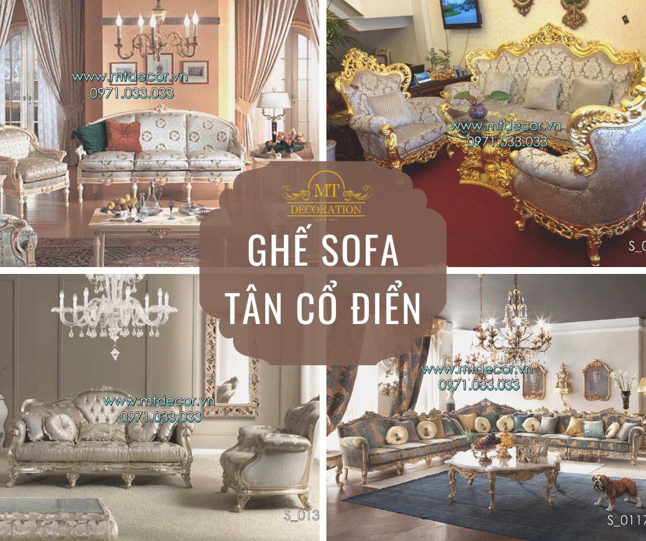 Mẫu ghế sofa tân cổ điển bọc da công nghiệp cao cấp