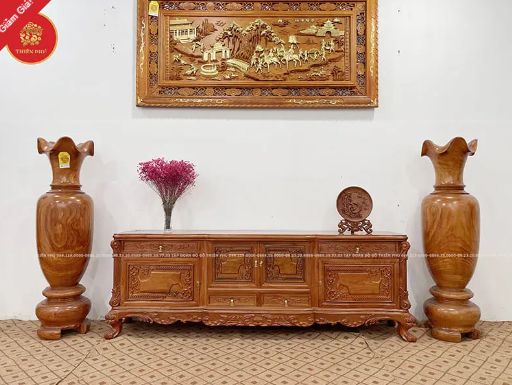 Kệ Tivi Hoàng Gia Gỗ Hương Đá