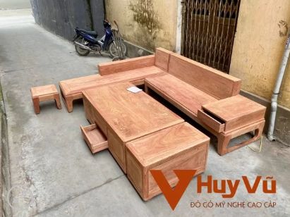 Bộ Bàn Ghế Sofa Gỗ Hương Đá 