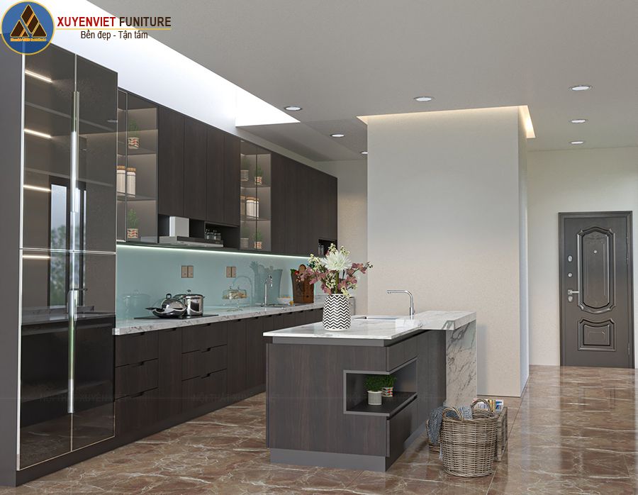 Tủ bếp đẹp kiểu dáng chữ L