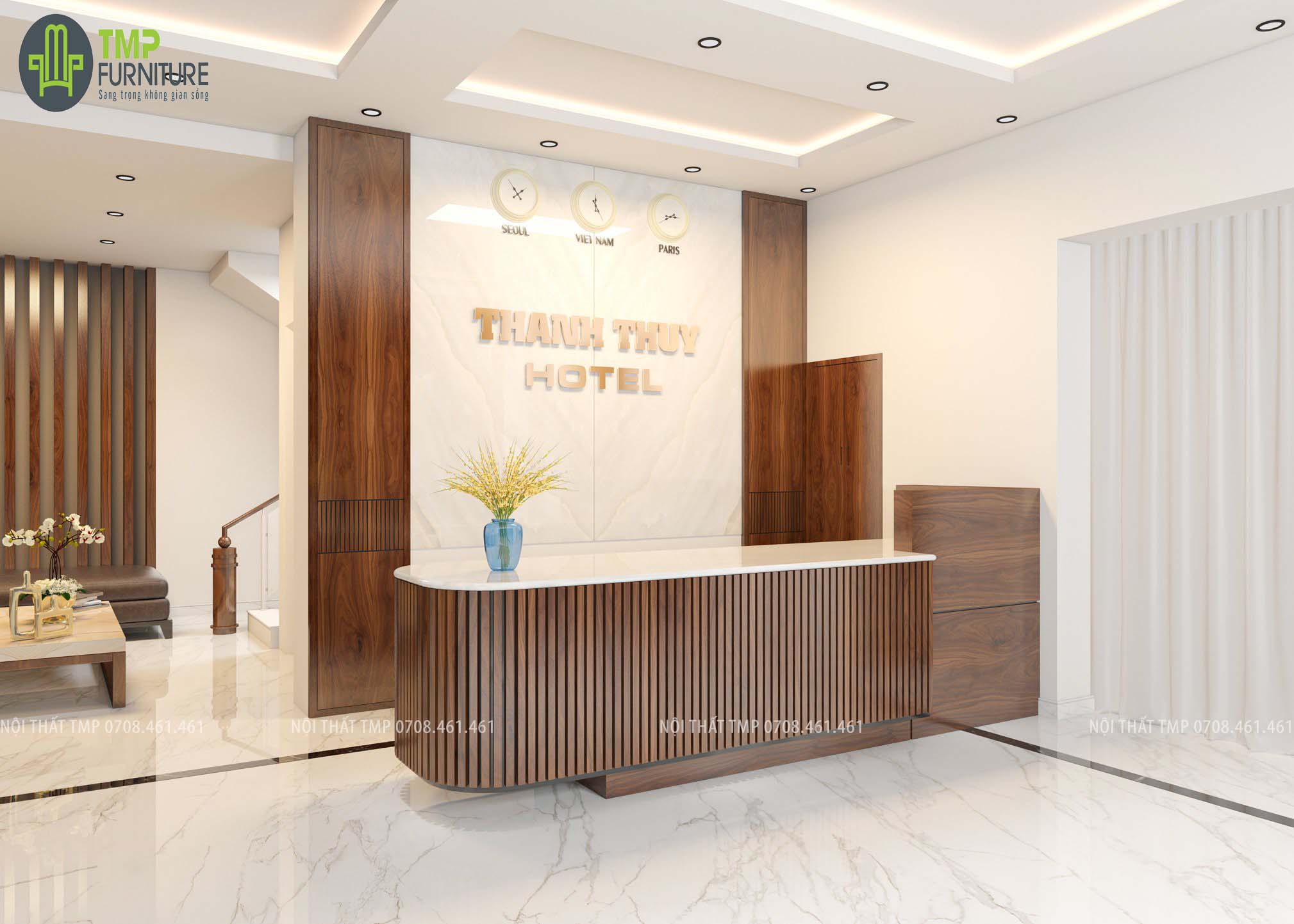 Thiết kế thi công nội thất sảnh chính khách sạn