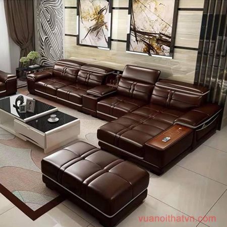Sofa góc L bọc da cao cấp