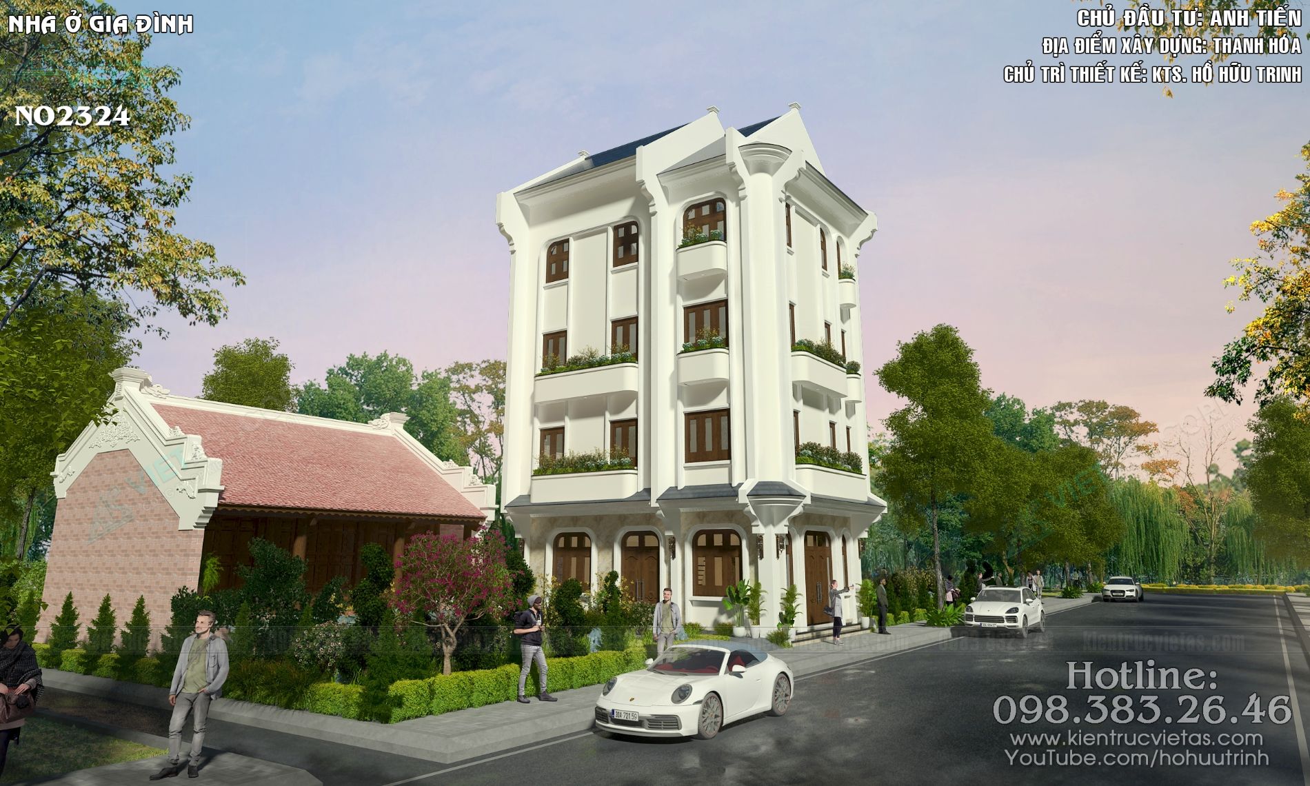 Nhà ở trong khuôn viên từ đường theo phong cách Indochine Thanh Hóa