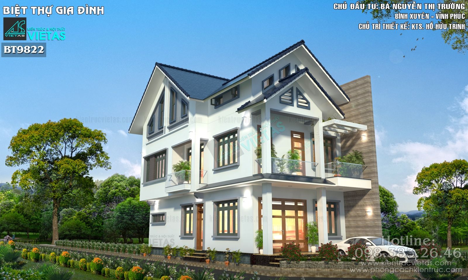Mẫu thiết kế biệt thự 25 tầng mái thái 7x20m 4 phòng ngủ