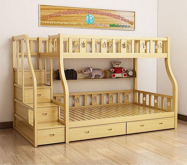 Giường tầng gỗ sồi
