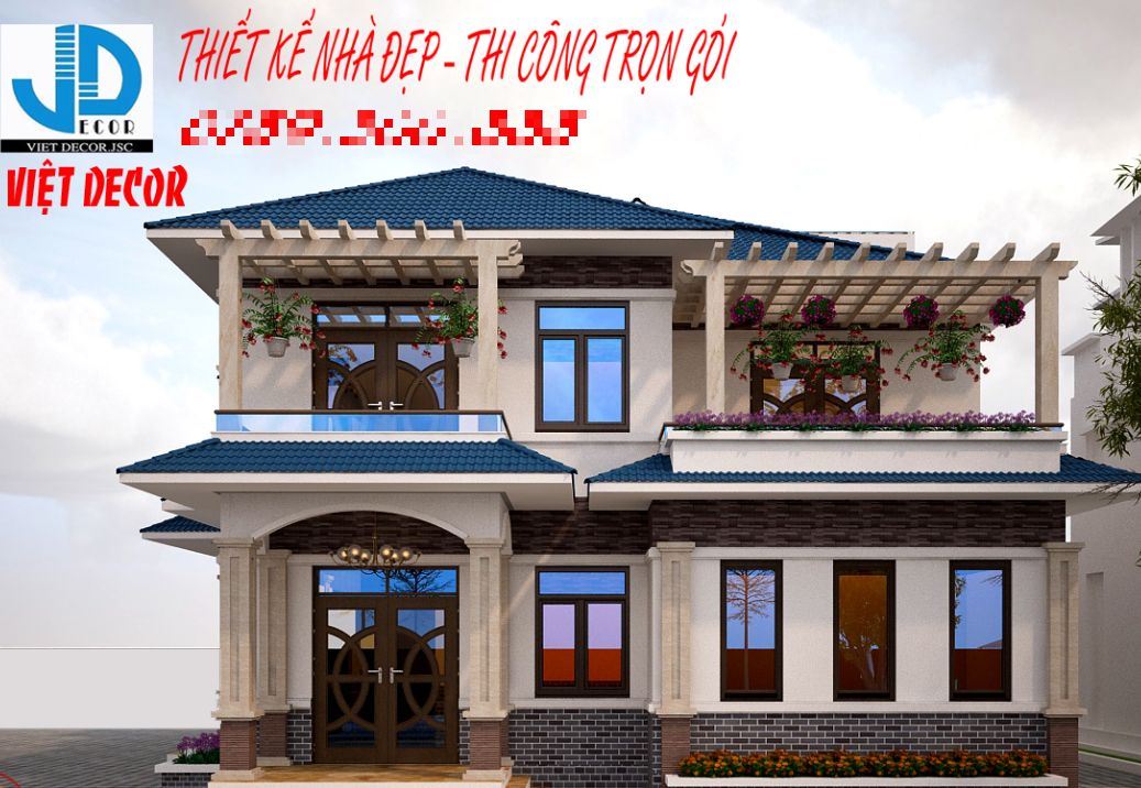 THIẾT KẾ BIỆT THỰ 2 TẦNG MÁI NHẬT