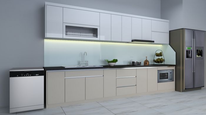 Tủ bếp Melamine cánh Acrylic 