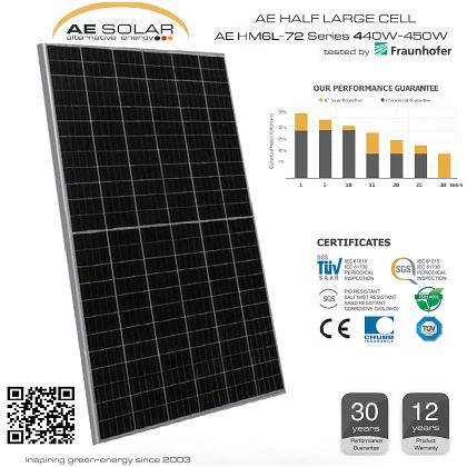 TẤM PIN NĂNG LƯỢNG MẶT TRỜI AESOLAR 550W