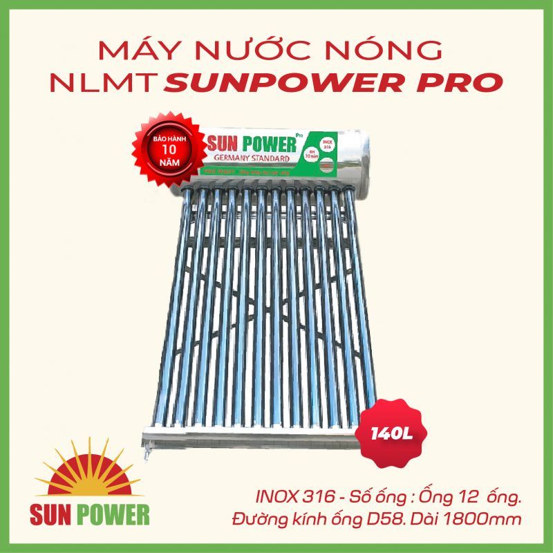 Máy nước nóng Năng lượng mặt trời SunPower PRO 140 LIT