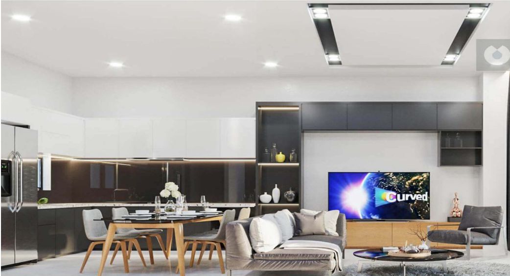 Thiết kế nội thất phòng khách nhà phố 1 trệt 1 lầu