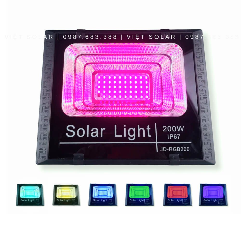 Đèn pha năng lượng mặt trời RGB soi cây 200W