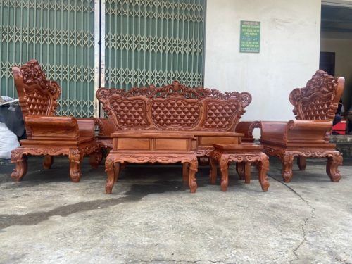 Bàn Ghế Gỗ Hương Đá Tay Nguyên Khối