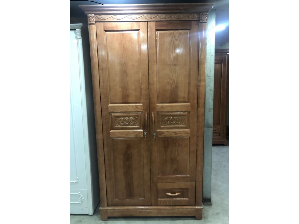 Thiết kế tủ quần áo gỗ sồi 2 cánh