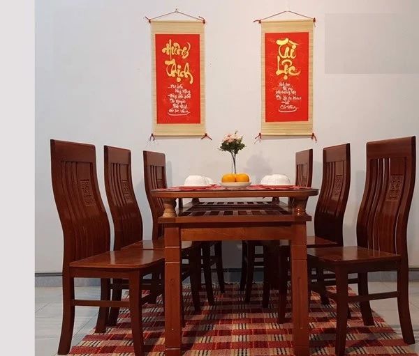 Bàn ăn Gỗ Sồi Nga Xuất Khẩu  6 Ghế  Cánh Gián)