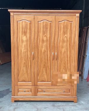 TỦ QUẦN ÁO 3 CÁNH GỖ GÕ ĐỎ CAO CẤP  MẪU ĐAI VÒM