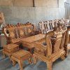 BÀN GHẾ GỖ GÕ ĐỎ TAY 12 CHẠM NGHÊ