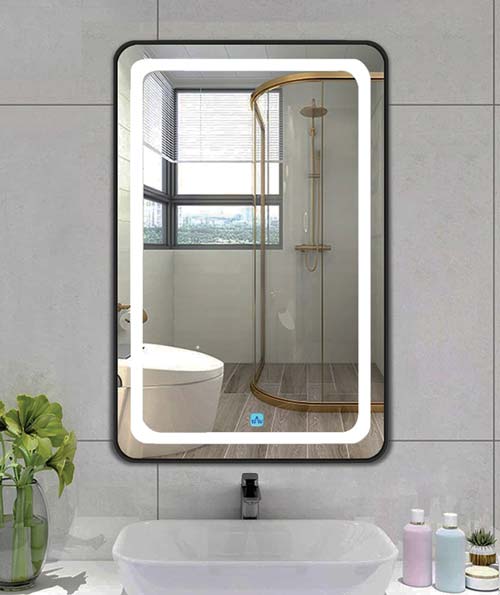Gương Khung Nhôm Đen Đèn Led TAV 847