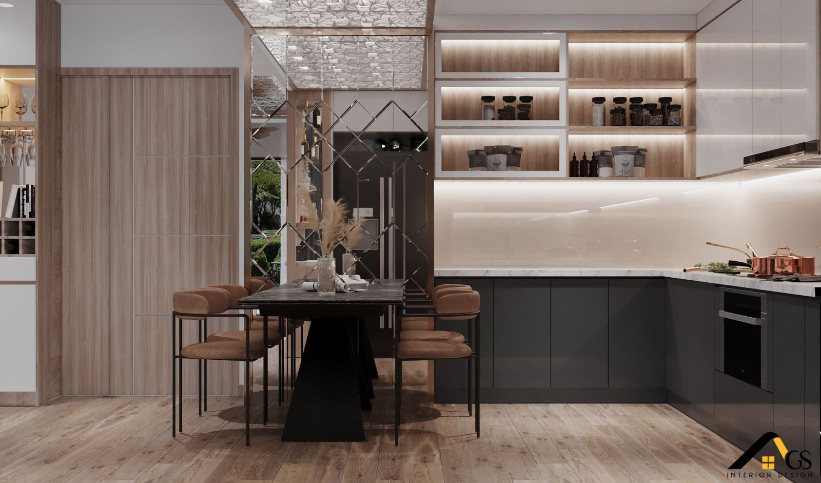 TỦ BẾP HIỆN ĐẠI CĂN HỘ ANH HƯNG  QUẬN 2