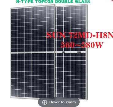 TẤM PIN NĂNG LƯỢNG MẶT TRỜI HAI MẶT KÍNH SUNERGY 560580W