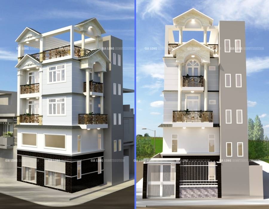 Thiết kế biệt thự hiện đại 2 mặt tiền 