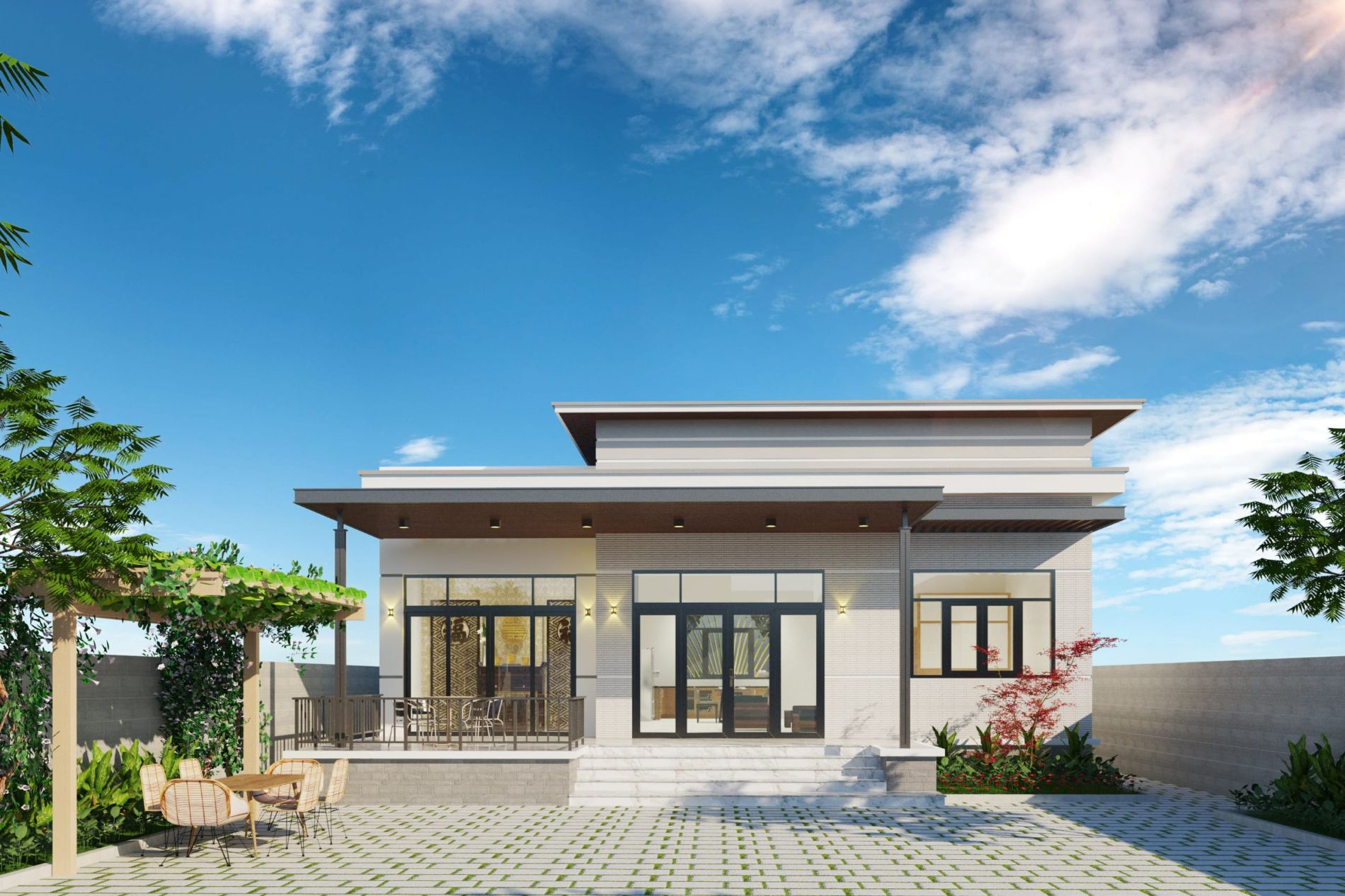 Mẫu nhà cấp 4 mái bằng
