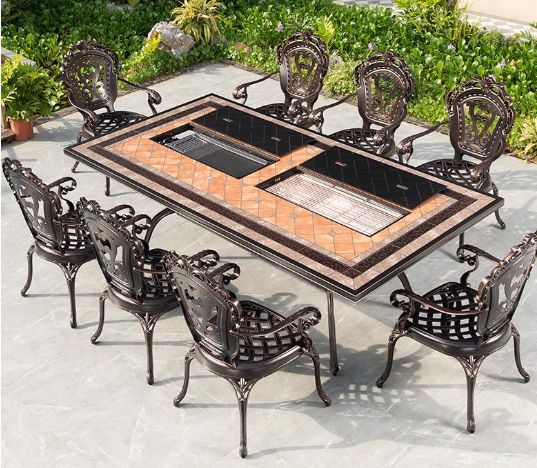 Bộ bàn ghế đúc nhôm ngoài trời