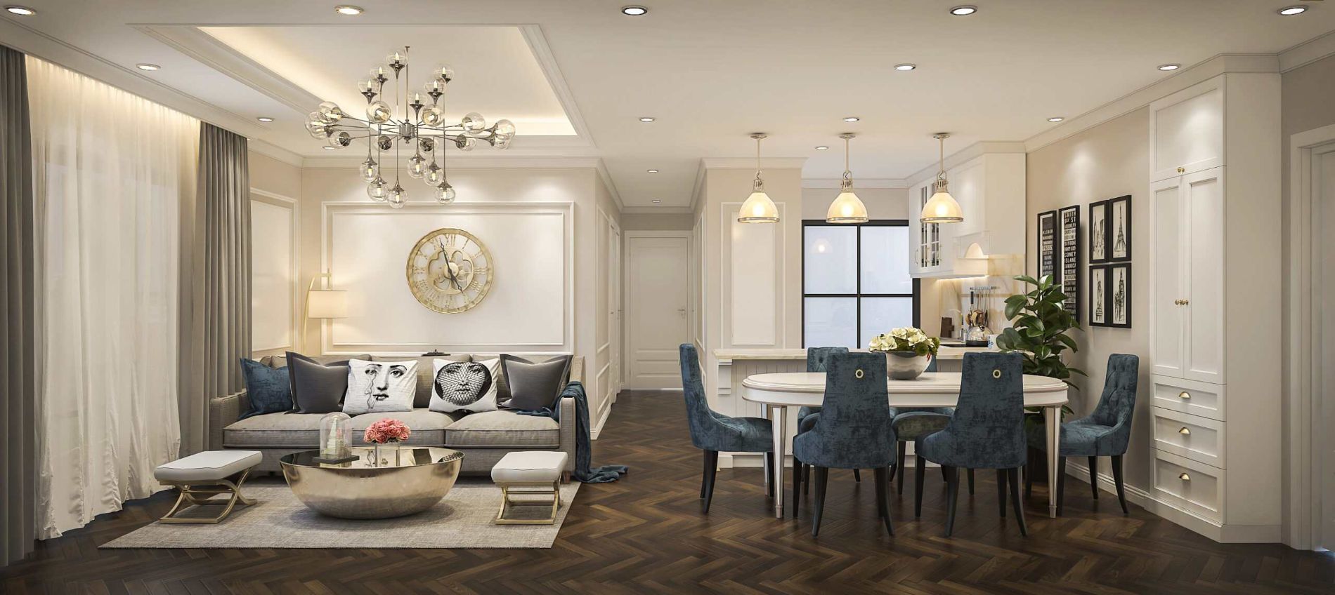 THIẾT KẾ NỘI THẤT TÂN CỔ ĐIỂN TẠI SEASON AVENUE